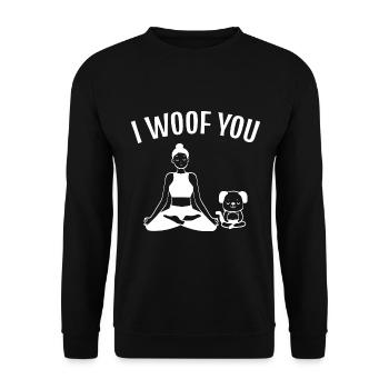 I Woof You Hundebesitzer - Unisex Pullover - Schwarz - Vorne - Alina (178cm) & Michal (187cm)
