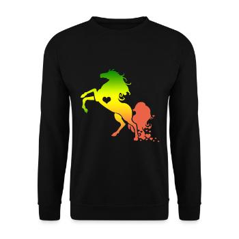 Pferd Pferd - Unisex Pullover - Schwarz - Vorne - Alina (178cm) & Michal (187cm)
