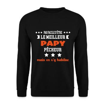 Meilleur papy pêcheur - Sweat-shirt Unisexe - noir - Devant - Alina (178cm) & Michal (187cm)