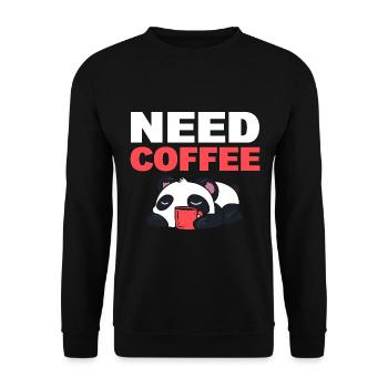 Need Coffee Kaffee - Unisex Pullover - Schwarz - Vorne - Alina (178cm) & Michal (187cm)
