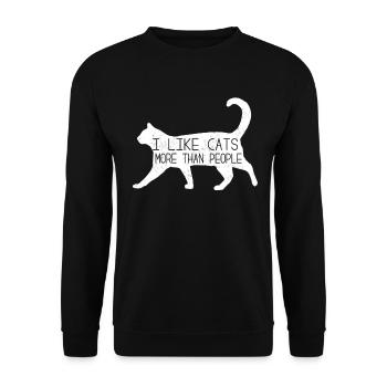 J'aime les chats mieux que les gens idée cadeau - Sweat-shirt Unisexe - noir - Devant - Alina (178cm) & Michal (187cm)
