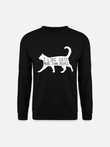 Ich mag katzen lieber als Menschen Geschenkidee - Unisex Pullover - Schwarz