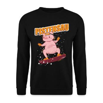 Pistensau Snowboarder Snowboard - Unisex Sweatshirt - black - Front - Alina (178cm) & Michal (187cm)