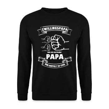 Papa von Zwillingen | Zwillingspapa Baby Party - Unisex Pullover - Schwarz - Vorne - Alina (178cm) & Michal (187cm)