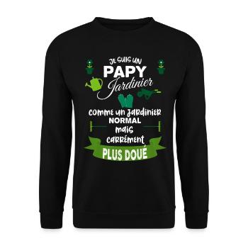 Mon Papy jardinier - Sweat-shirt Unisexe - noir - Devant - Alina (178cm) & Michal (187cm)