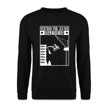 Bauingenieur Sprüche Vertrau Mir Ich Bin Ingenieur - Unisex Pullover - Schwarz - Vorne - Alina (178cm) & Michal (187cm)