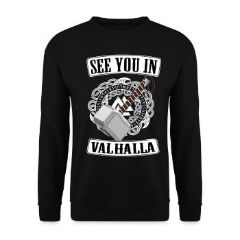 Viking Valhalla Runes Thor Hammer - Unisex Sweatshirt - black - Front - Alina (178cm) & Michal (187cm)