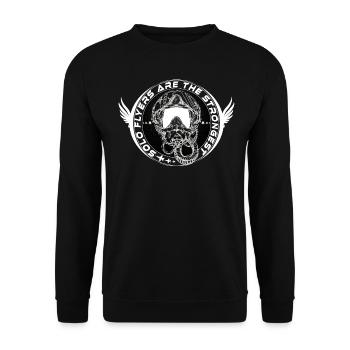 Fighterjet Pilot Helmet Sticker - Unisex Sweatshirt - black - Front - Alina (178cm) & Michal (187cm)