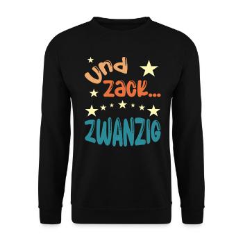 Und zack Zwanzig - Unisex Pullover - Schwarz - Vorne - Alina (178cm) & Michal (187cm)