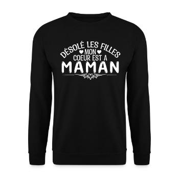Mère fille mère fils cadeau pour maman fête mère - Sweat-shirt Unisexe - noir - Devant - Alina (178cm) & Michal (187cm)