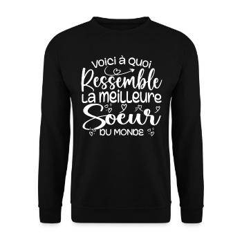 Cadeau Meilleure Sœur - Cadeau Super et cool Soeur - Sweat-shirt Unisexe - noir - Devant - Alina (178cm) & Michal (187cm)