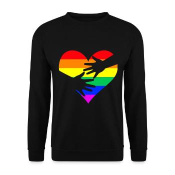 Rainbow Heart Hands LGBTQ CSD - Unisex Sweatshirt - black - Front - Alina (178cm) & Michal (187cm)