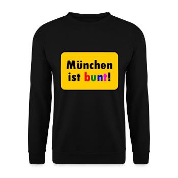 München ist bunt - Unisex Pullover - Schwarz - Vorne - Alina (178cm) & Michal (187cm)