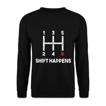 Shift Happens Auto Tuning Rennsport - Unisex Pullover - Schwarz - Vorne - Alina (178cm) & Michal (187cm)