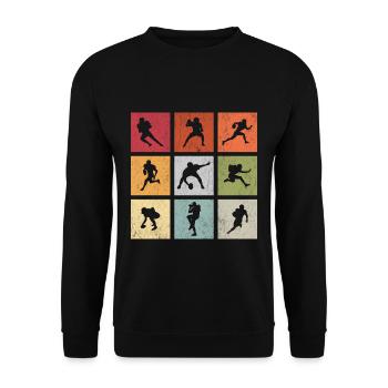 American Football Vintage USA America Football Ges - Unisex Pullover - Schwarz - Vorne - Alina (178cm) & Michal (187cm)