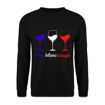 VINS DE FRANCE bleu blanc et rouge Verre à vin - Sweat-shirt Unisexe - noir - Devant - Alina (178cm) & Michal (187cm)