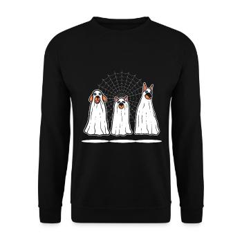 Lustiger Halloween -Hund Hundehalter - Unisex Pullover - Schwarz - Vorne - Alina (178cm) & Michal (187cm)
