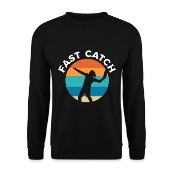 Fast Catch Bumerangwerfer - Unisex Pullover - Schwarz - Vorne - Alina (178cm) & Michal (187cm)