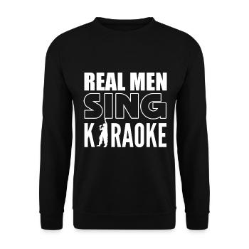 Lustiger Karaoke-Sänger Karaoke-Enthusiast - Unisex Pullover - Schwarz - Vorne - Alina (178cm) & Michal (187cm)