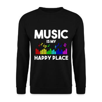 Music Is My Happy Place Music Musicians - Unisex Sweatshirt - black - Front - Alina (178cm) & Michal (187cm)