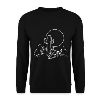Desert with cow skull cowboy - Unisex Sweatshirt - black - Front - Alina (178cm) & Michal (187cm)