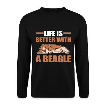 Life Is Better With A Beagle Pet Groomer - Unisex Pullover - Schwarz - Vorne - Alina (178cm) & Michal (187cm)