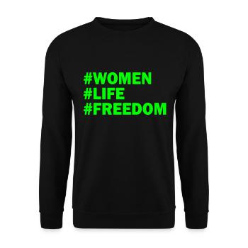 Women life freedom - Sweat-shirt Unisexe - noir - Devant - Alina (178cm) & Michal (187cm)
