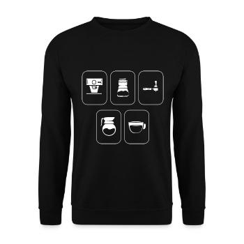 Brauenlabor Kaffeehaus -Mitarbeiter - Unisex Pullover - Schwarz - Vorne - Alina (178cm) & Michal (187cm)