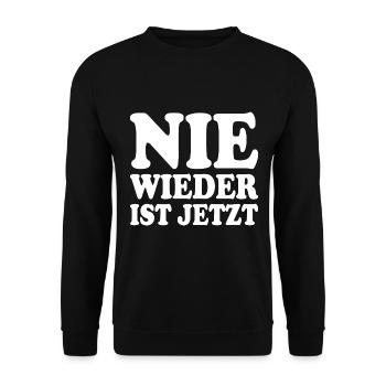 Nie wieder ist jetzt - Unisex Pullover - Schwarz - Vorne - Alina (178cm) & Michal (187cm)