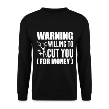 Lustiger Friseur - Unisex Pullover - Schwarz - Vorne - Alina (178cm) & Michal (187cm)