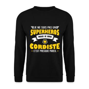 Cadeau cordiste humour super héros - Sweat-shirt Unisexe - noir - Devant - Alina (178cm) & Michal (187cm)