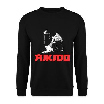 Aikido The Art Of Peace Aikidoka - Unisex Pullover - Schwarz - Vorne - Alina (178cm) & Michal (187cm)