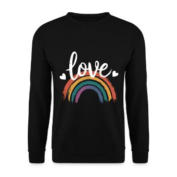 Love & Rainbow | LGBT Pride - Unisex Pullover - Schwarz - Vorne - Alina (178cm) & Michal (187cm)