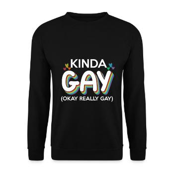 Kinda Gay - (Gay Gay) - Gay Gay Homosexuel - Sweat-shirt Unisexe - noir - Devant - Alina (178cm) & Michal (187cm)