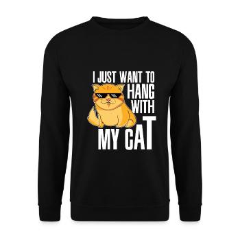 I just want to hang with my Cat - Cats Catholic - Unisex Pullover - Schwarz - Vorne - Alina (178cm) & Michal (187cm)