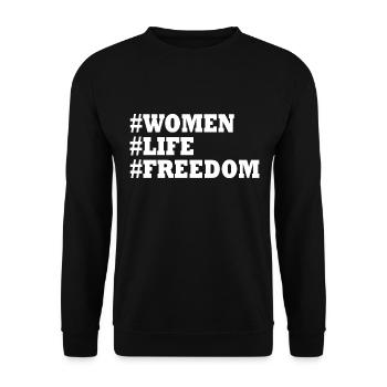 Women life freedom - Sweat-shirt Unisexe - noir - Devant - Alina (178cm) & Michal (187cm)