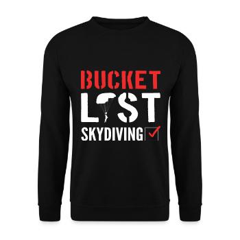 Bucket List Sky Diving Fallschirmspringer - Unisex Pullover - Schwarz - Vorne - Alina (178cm) & Michal (187cm)