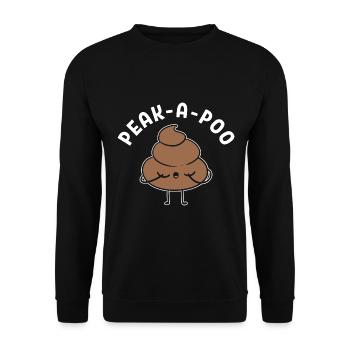 Peek-A-Poo Badezimmerbegleiter - Unisex Pullover - Schwarz - Vorne - Alina (178cm) & Michal (187cm)