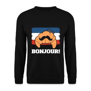 Croissant Bonjour Italienischer Bäcker - Unisex Pullover - Schwarz - Vorne - Alina (178cm) & Michal (187cm)