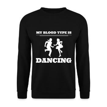 My Blood Type Is Dancing Zeitgenössischer Tänzer - Unisex Pullover - Schwarz - Vorne - Alina (178cm) & Michal (187cm)