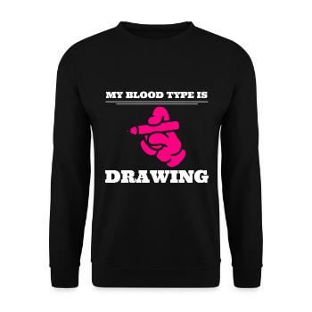 My Blood Type Is Drawing Zeichenkünstler - Unisex Pullover - Schwarz - Vorne - Alina (178cm) & Michal (187cm)