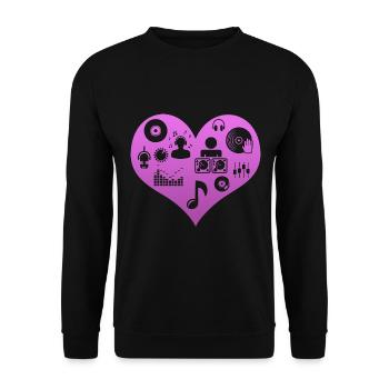 DJ Herz Disc Jockey - Unisex Pullover - Schwarz - Vorne - Alina (178cm) & Michal (187cm)