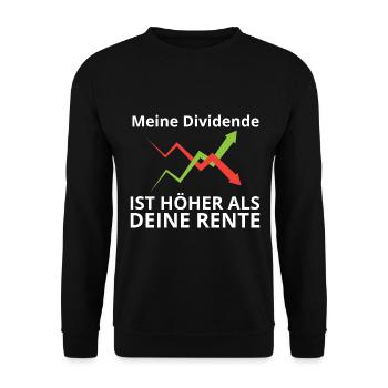 Dividende vs Rente I Börse Aktien - Unisex Pullover - Schwarz - Vorne - Alina (178cm) & Michal (187cm)