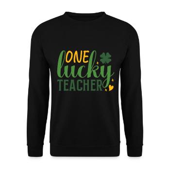 One Lucky Teacher - St. Patricks Day - Unisex Pullover - Schwarz - Vorne - Alina (178cm) & Michal (187cm)