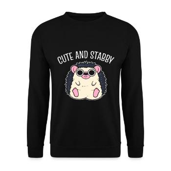 Netter Igel Tierpfleger - Unisex Pullover - Schwarz - Vorne - Alina (178cm) & Michal (187cm)