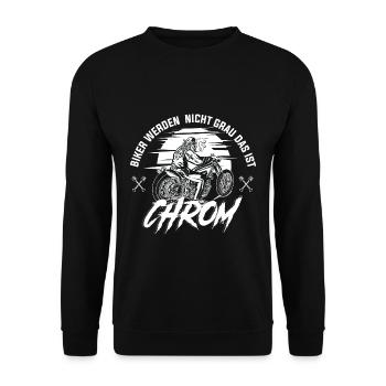 Biker werden nicht grau das ist CHROM - Motorradfa - Unisex Pullover - Schwarz - Vorne - Alina (178cm) & Michal (187cm)