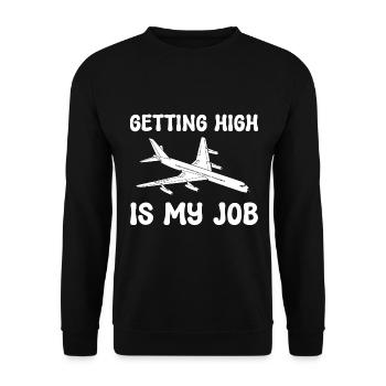 Getting High Is My Job Flugbegleiterin - Unisex Pullover - Schwarz - Vorne - Alina (178cm) & Michal (187cm)