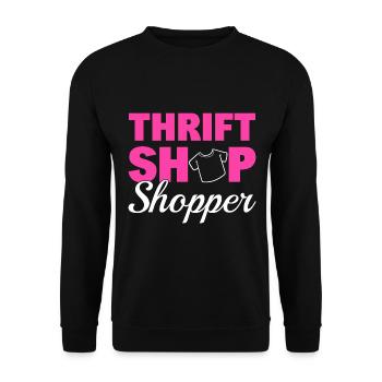 Sparsamer Liebhaber Einkaufssüchtig - Unisex Pullover - Schwarz - Vorne - Alina (178cm) & Michal (187cm)