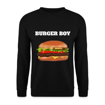 Burger Boy Fast Food - Unisex Pullover - Schwarz - Vorne - Alina (178cm) & Michal (187cm)