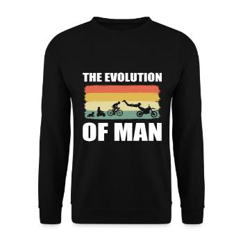 The Evolution Of A Man Motorradhändler - Unisex Pullover - Schwarz - Vorne - Alina (178cm) & Michal (187cm)